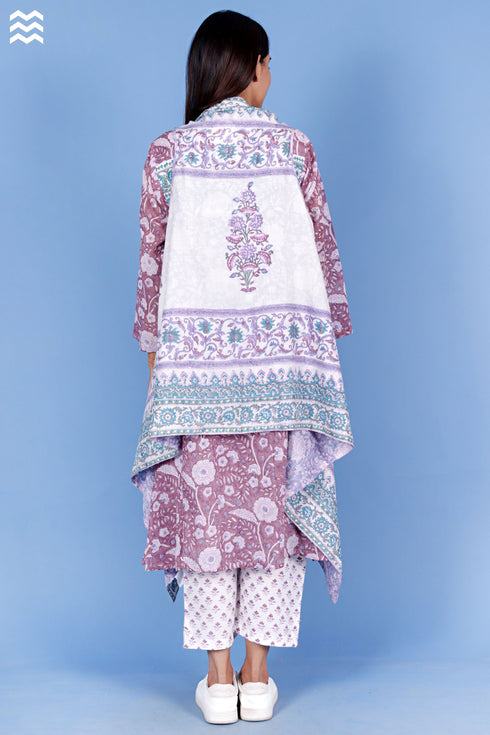 Mulmul Cotton Percy Overlay Jacket In Block Print